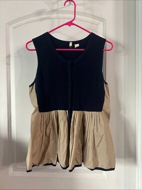Anthropologie x Moth Two-Tone Sleeveless Peplum Top Size M